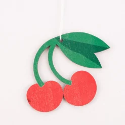 Rico Design Dekohänger Kirsche aus Holz rot grün 7,5x6cm