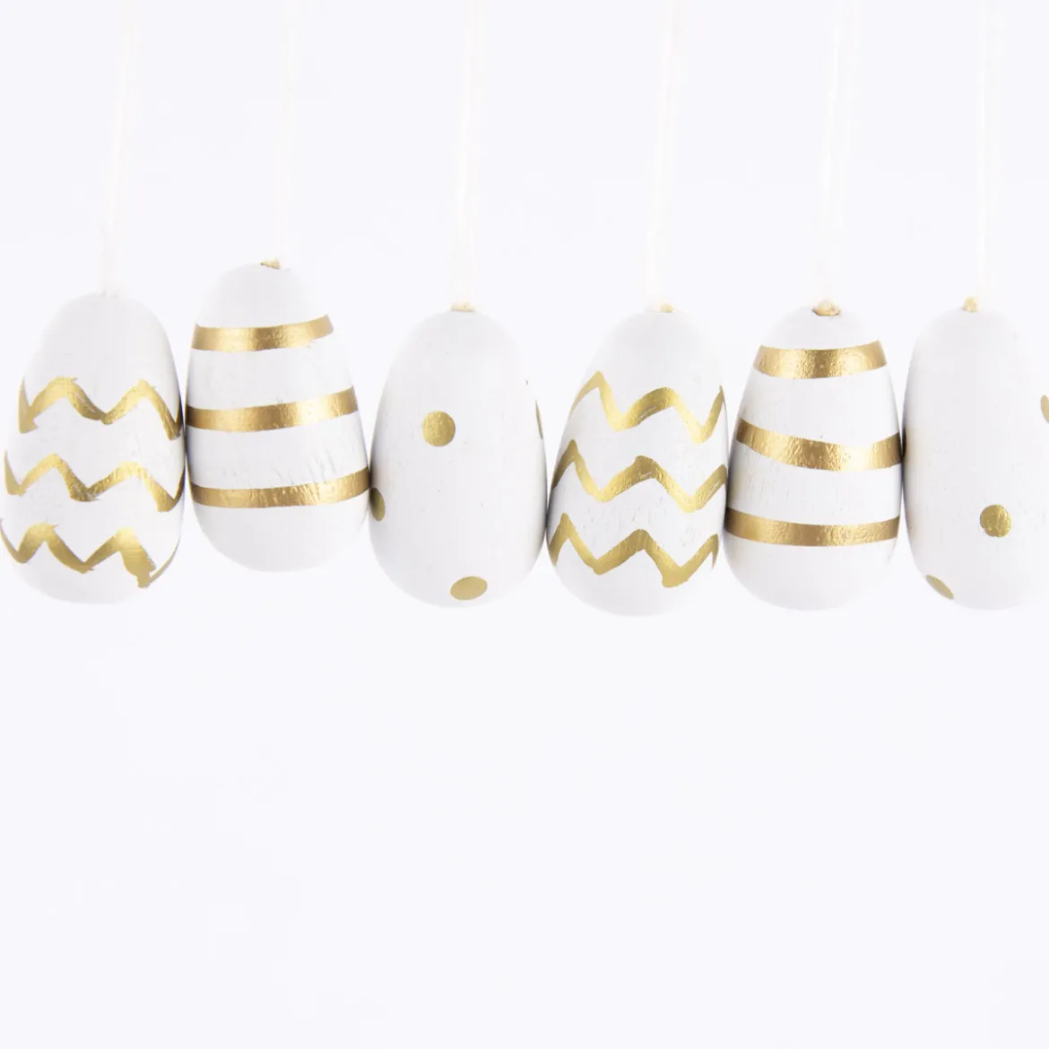 Rico Design Dekohänger Osterei Holz 6 Stück weiß gold