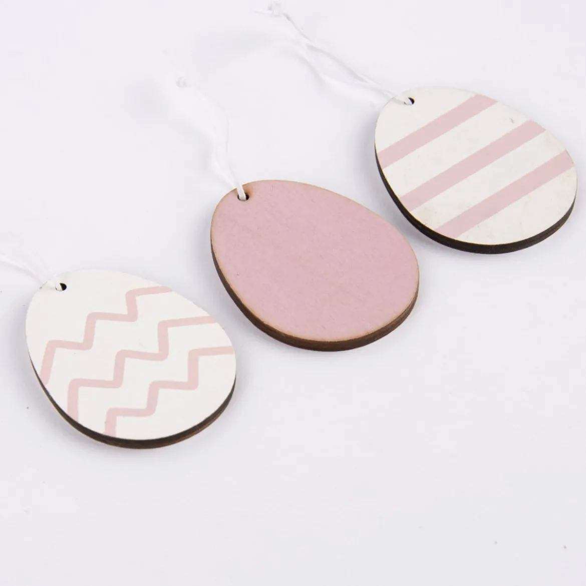 Rico Design Dekohänger Osterei Holz 3 Stück weiß rosa