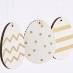 Rico Design Dekohänger Osterei Holz 3 Stück weiß gold
