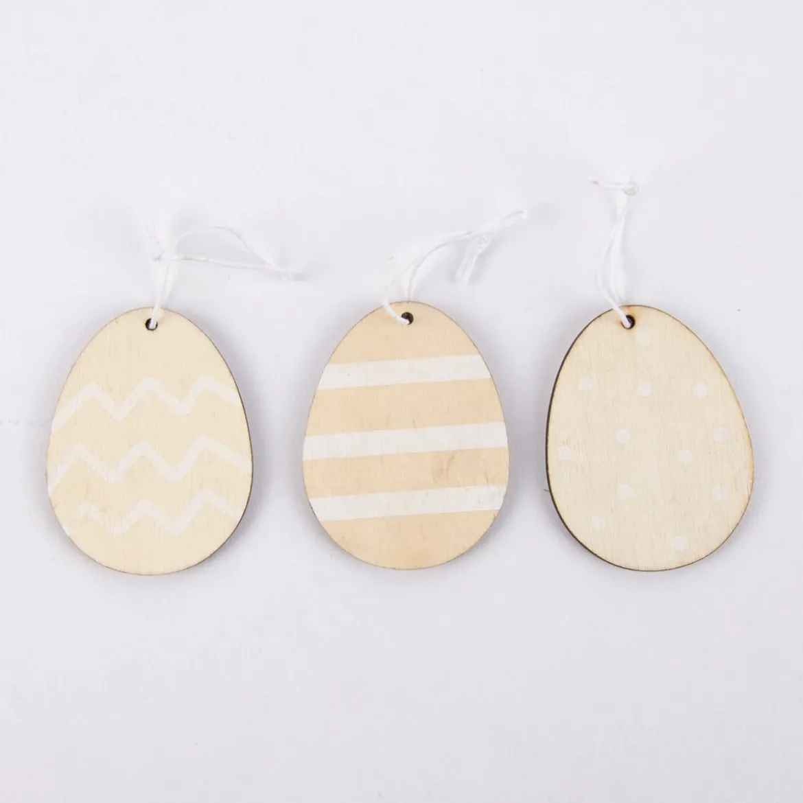 Rico Design Dekohänger Osterei Holz 3 Stück natur weiß