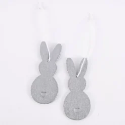 Rico Design Dekohänger Osterhase Holz 2 Stück silber