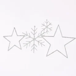 Rico Design Dekohänger Schneeflocke klein Glitter silberfarben 10x10cm