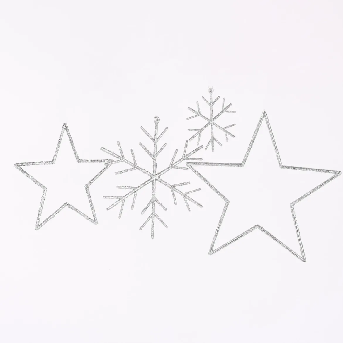 Rico Design Dekohänger Schneeflocke klein Glitter silberfarben 10x10cm
