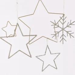 Rico Design Dekohänger Schneeflocke groß Glitter goldfarben 20x20cm