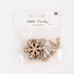 Rico Design Dekohänger Schneeflocke natur 3 Stück 12x5cm