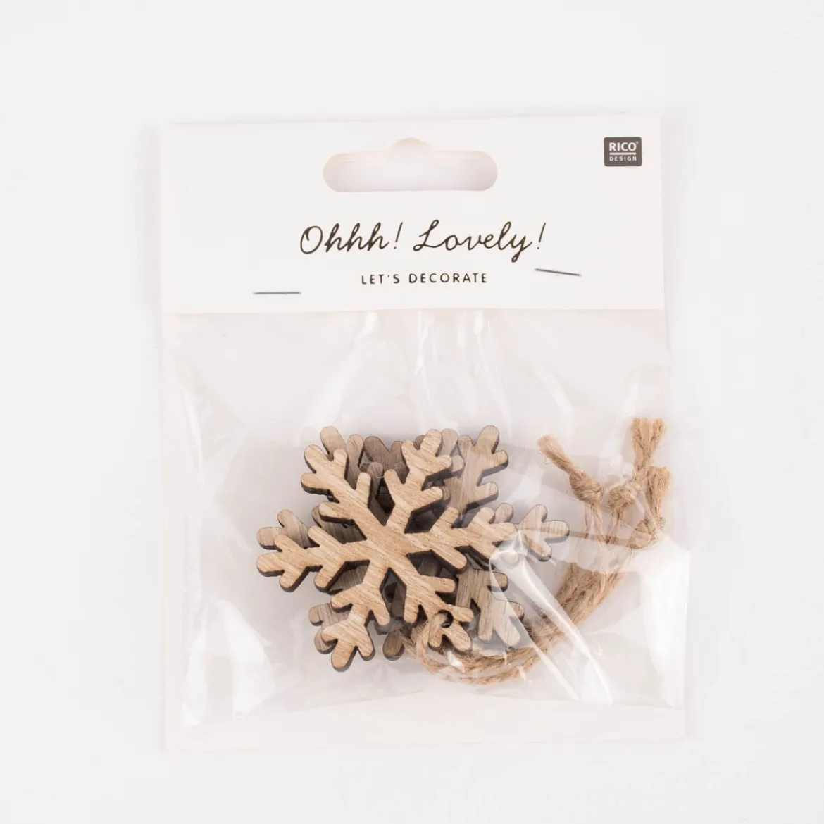 Rico Design Dekohänger Schneeflocke natur 3 Stück 12x5cm