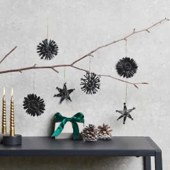 Rico Design Dekohänger Strohsterne Set 9 Stück schwarz goldfarbig 6cm