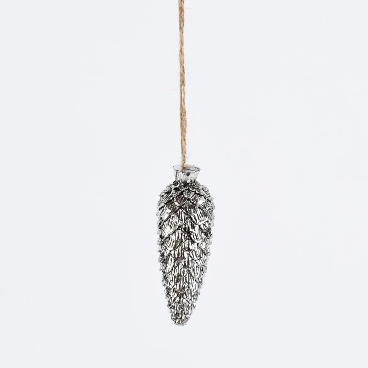 Rico Design Dekohänger Zapfen groß Kunststoff silberfarben 3x8,5cm