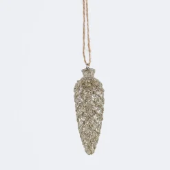 Rico Design Dekohänger Zapfen groß Kunststoff goldfarben 3x8,5cm