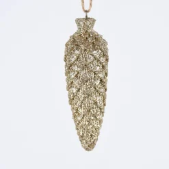 Rico Design Dekohänger Zapfen groß Kunststoff goldfarben 3x8,5cm