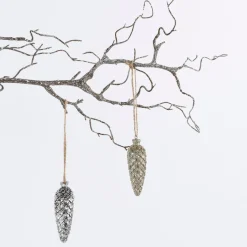 Rico Design Dekohänger Zapfen groß Kunststoff goldfarben 3x8,5cm