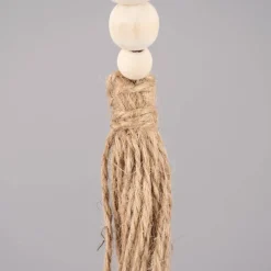 Rico Design Deko Quaste Holzperlen kleine Perlen Holz Jute 17,5cm