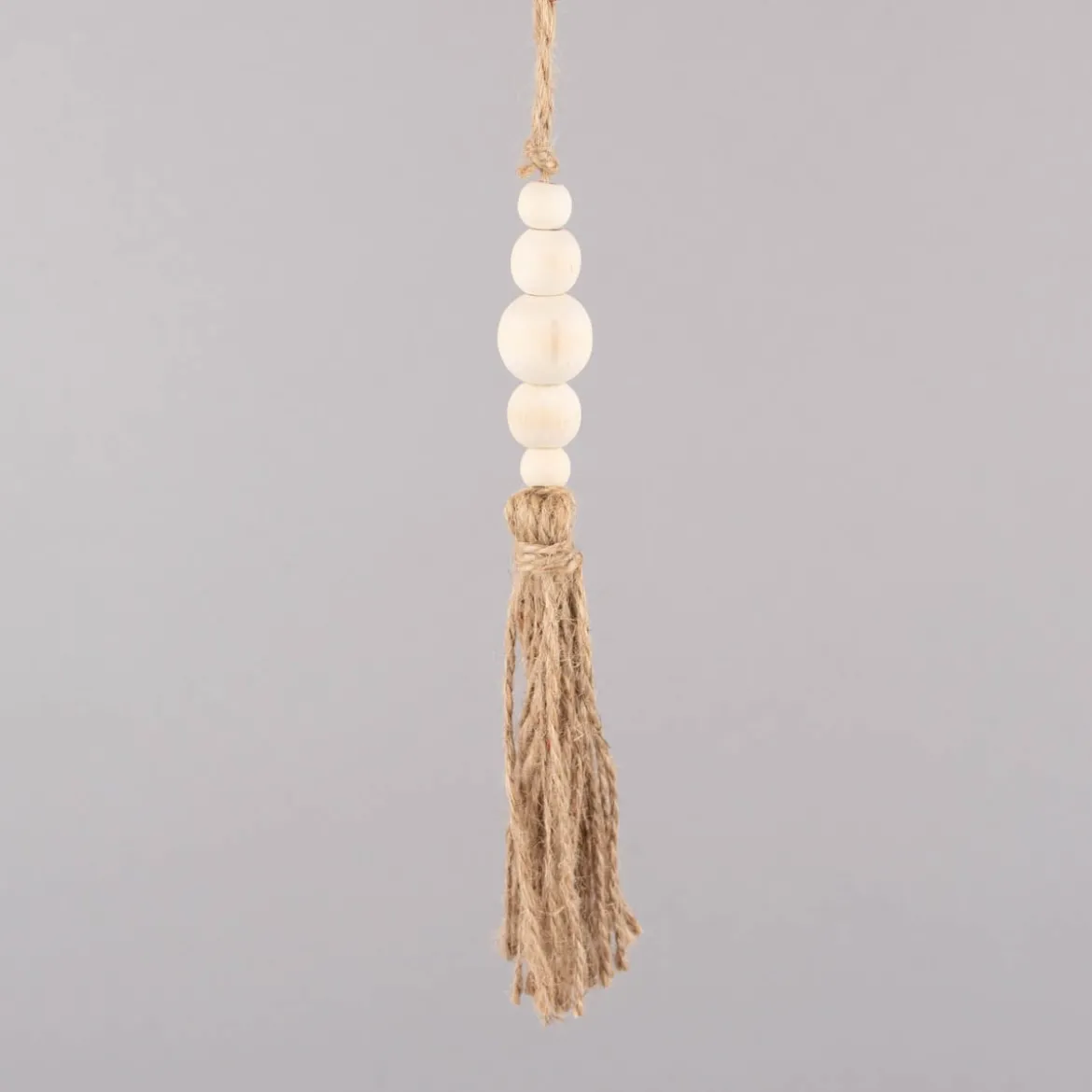 Rico Design Deko Quaste Holzperlen kleine Perlen Holz Jute 17,5cm