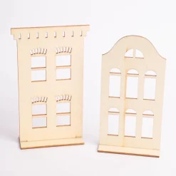 Rico Design Deko Stadthäuser 2er Set Holz natur verschiedene Größen
