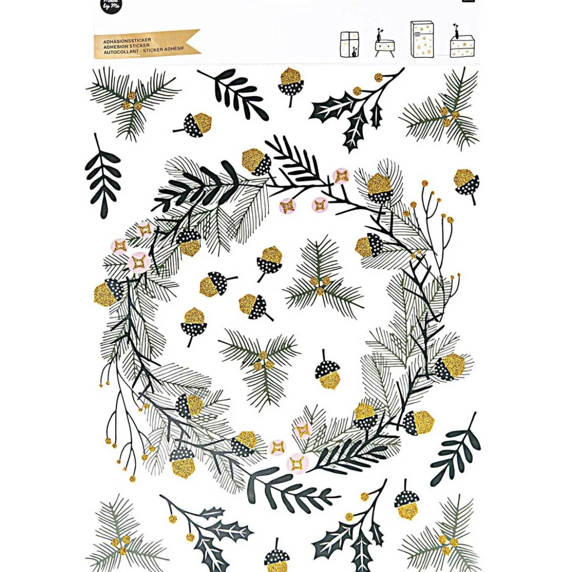 Rico Design Deko Sticker Weihnachten verschiedene Motive grün goldfarbig rosa