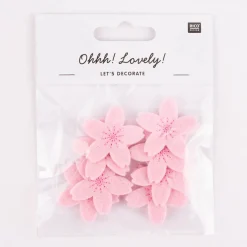 Rico Design Dekostreu Kirschblüten Filz rosa 8teilig 3,5x3,5cm