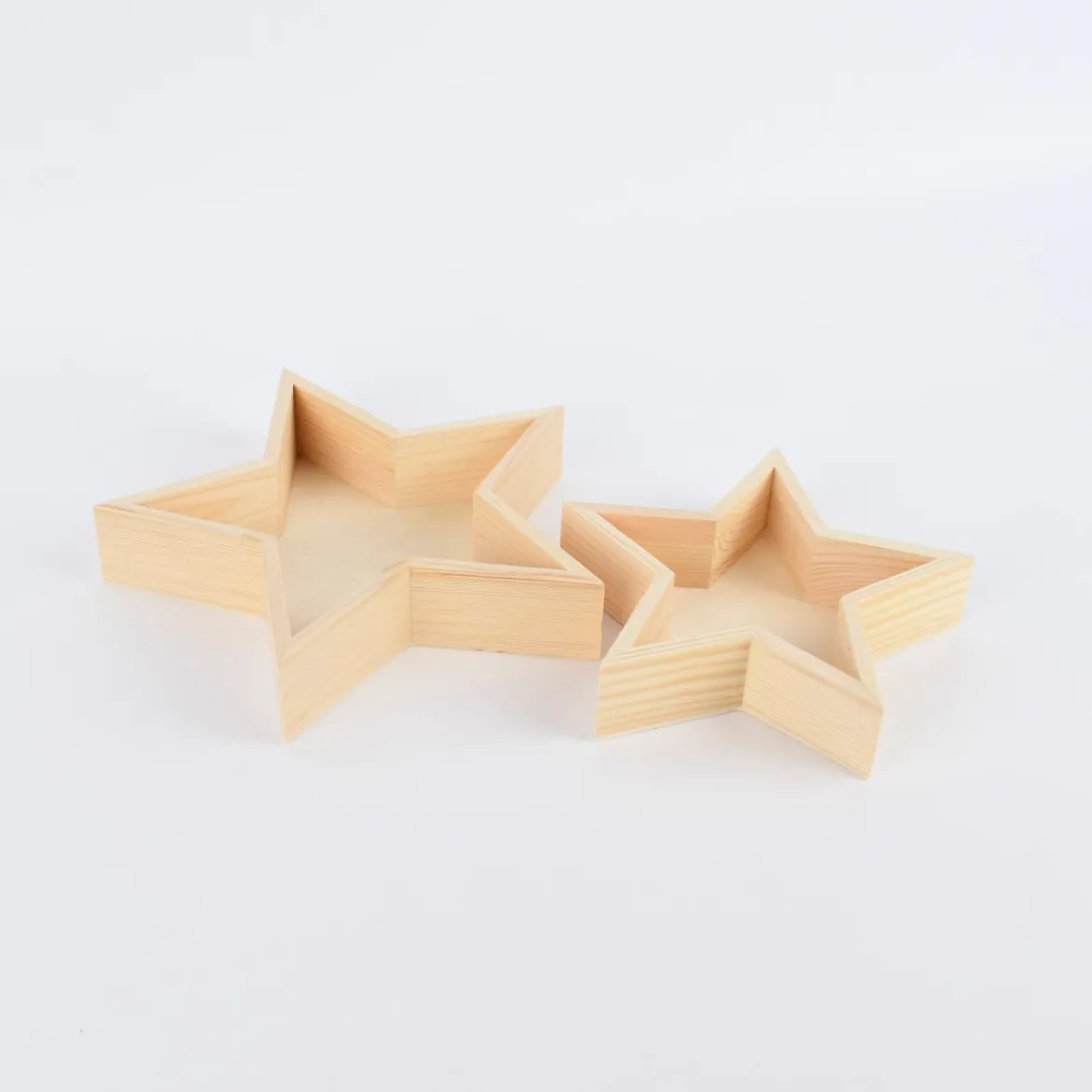 Rico Design Deko Tabletts Stern 2er Set Holz 20x20cm und 25x25cm