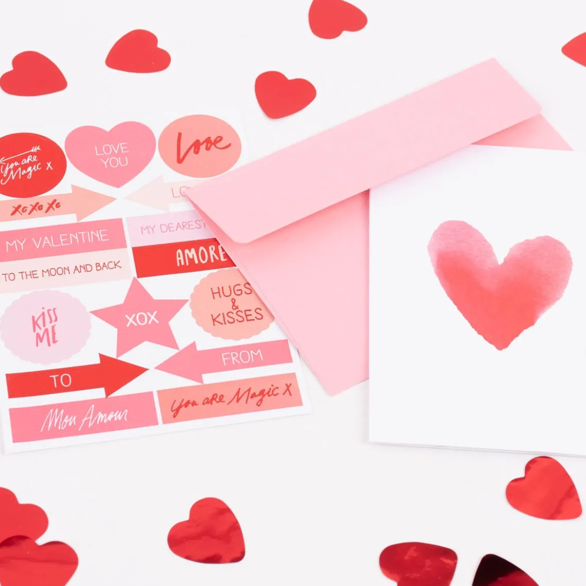 Rico Design DIY Card Herz Aquarell weiß rot 12,5x17,6cm