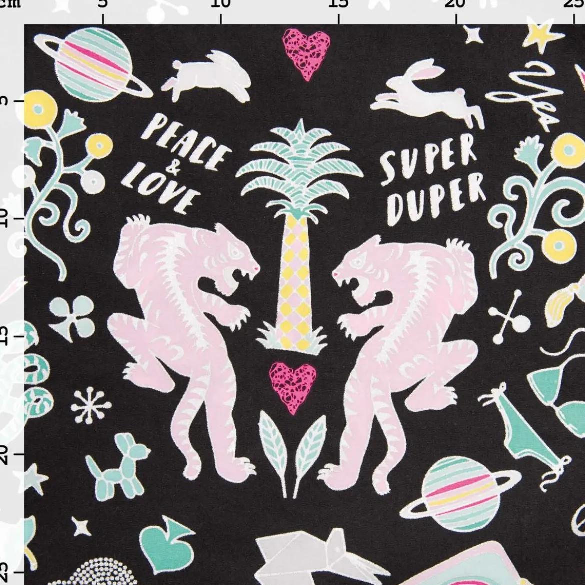 Rico Design Druckstoff Tiger beschichtete Baumwolle Stoffabschnitt schwarz neon 25x70cm