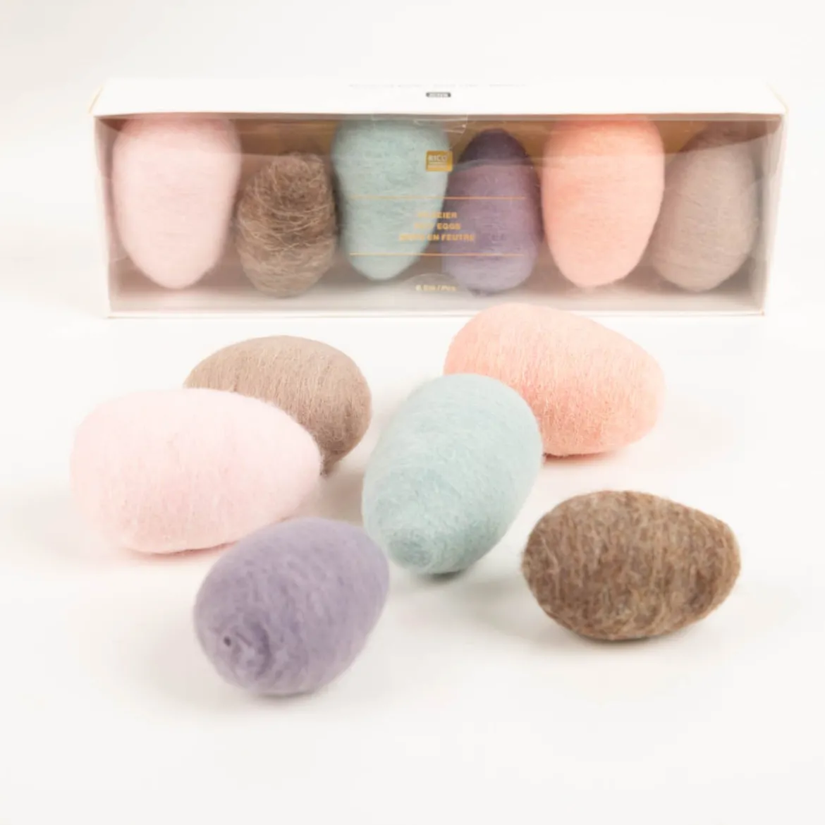 Rico Design Filzeier rosa blau 6er Set 6 x 4 cm