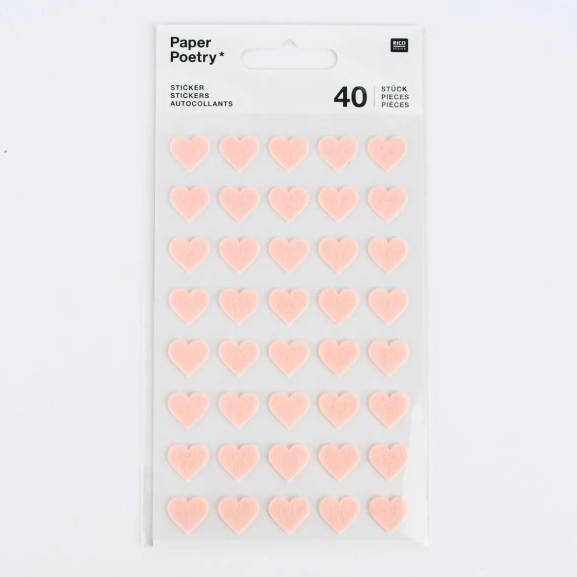 Rico Design Filzsticker Herzen klein 40 Stück verschiedene Farben