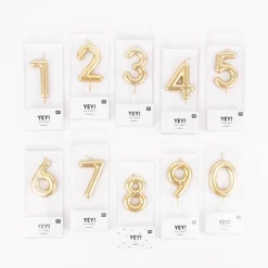 Rico Design Geburtstagskerze 0 bis 9 goldfarbig 6x3,5cm