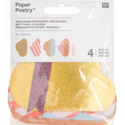 Rico Design Geschenkanhänger Wolken 4 Stück verschiedene Designs