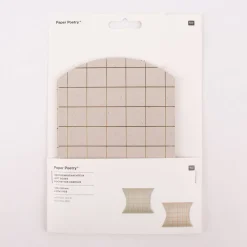 Rico Design Geschenkschachteln Graukarton kariert 4 Stück natur goldfarbig rot 4x12x18cm
