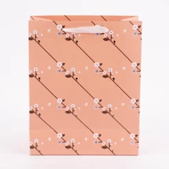 Rico Design Geschenktüte groß Kirschblütengirlande lachs braun rosa 26x32x12cm
