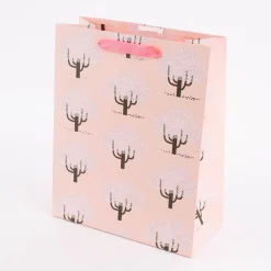 Rico Design Geschenktüte groß Kirschbäume rosa weiß schwarz 26x32x12cm