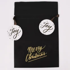 Rico Design Geschenktüte Merry Christmas groß schwarz gold 30x45cm