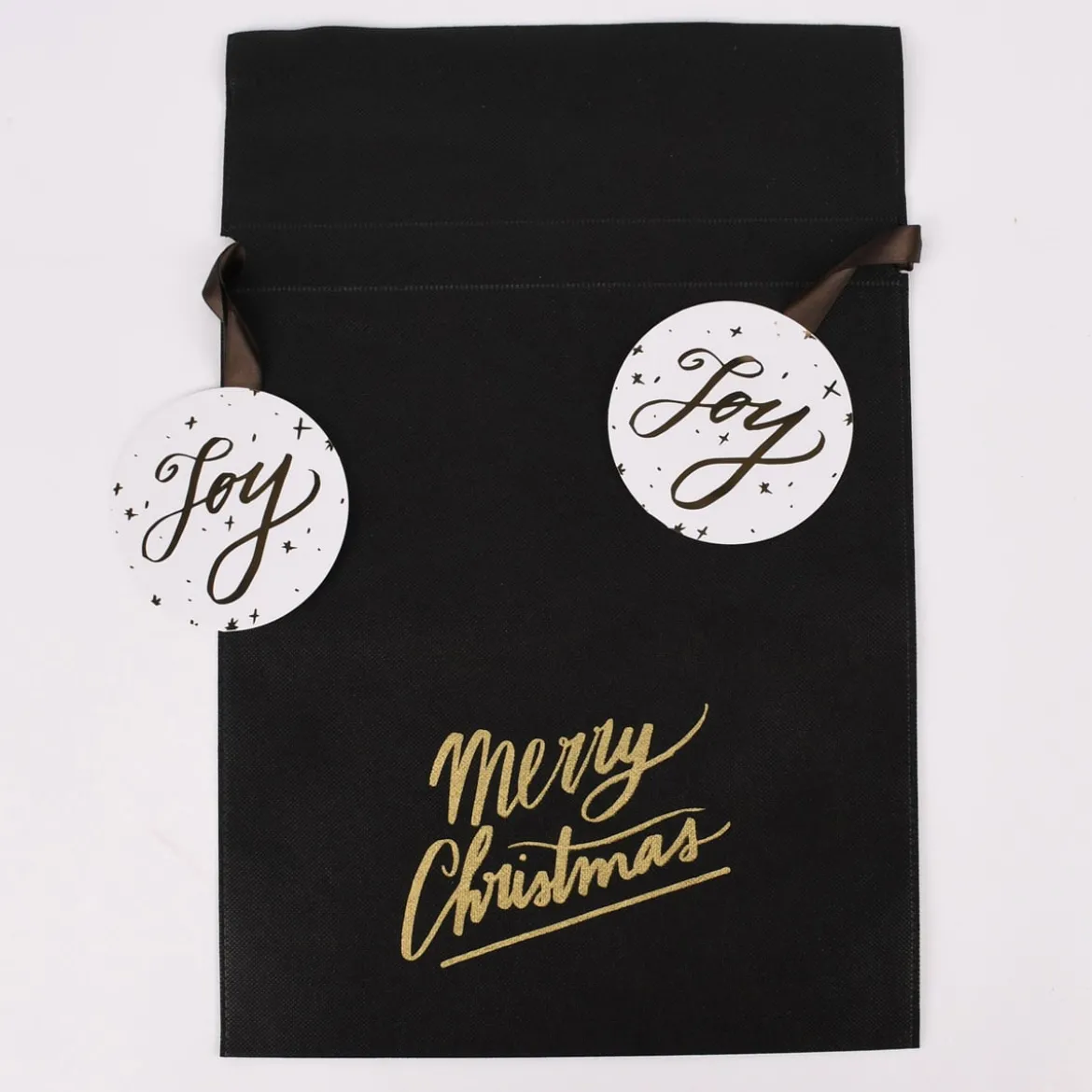 Rico Design Geschenktüte Merry Christmas groß schwarz gold 30x45cm