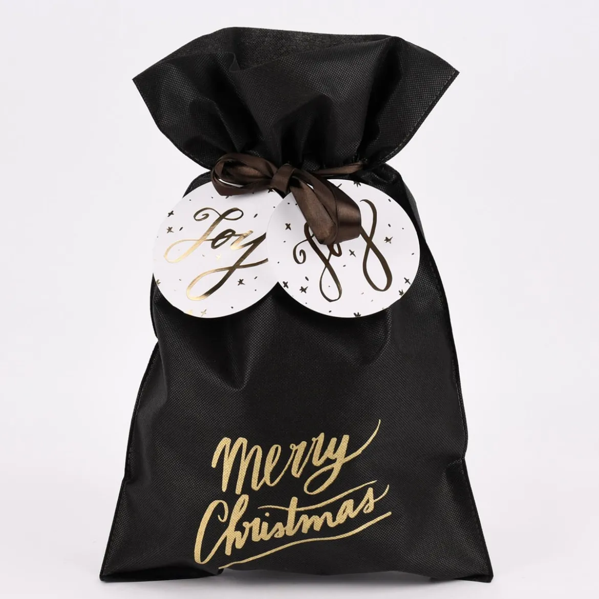 Rico Design Geschenktüte Merry Christmas groß schwarz gold 30x45cm