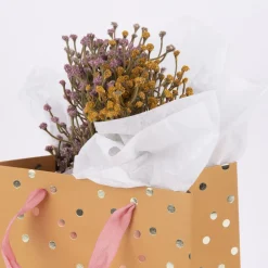 Rico Design Geschenktüte mittel Punkte senfgelb gold 18x26x12cm