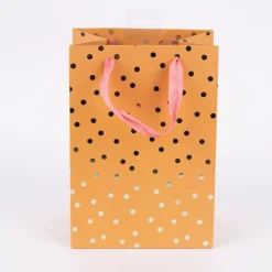 Rico Design Geschenktüte mittel Punkte senfgelb gold 18x26x12cm
