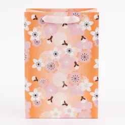 Rico Design Geschenktüte mittel Kirschblüten orange rosa 18x26x12cm