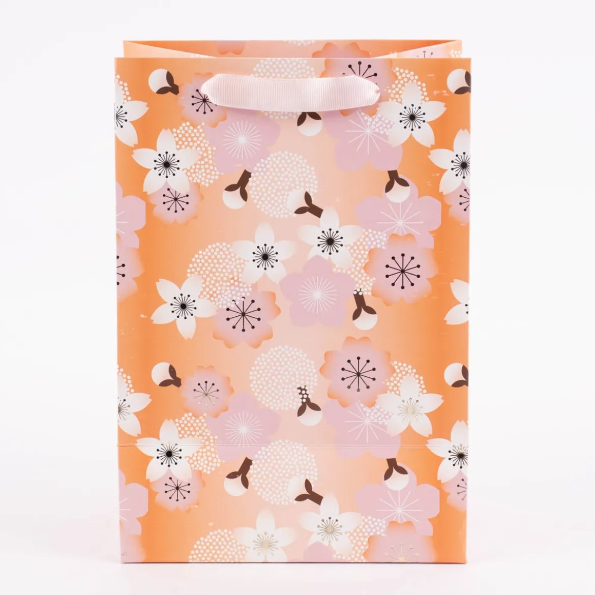 Rico Design Geschenktüte mittel Kirschblüten orange rosa 18x26x12cm