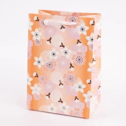 Rico Design Geschenktüte mittel Kirschblüten orange rosa 18x26x12cm