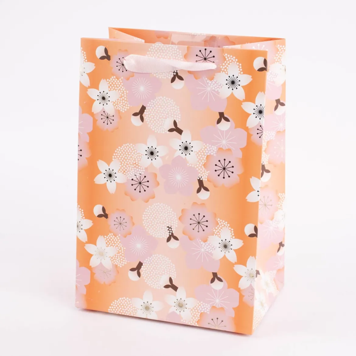 Rico Design Geschenktüte mittel Kirschblüten orange rosa 18x26x12cm