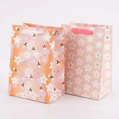 Rico Design Geschenktüte mittel Kirschblüten orange rosa 18x26x12cm