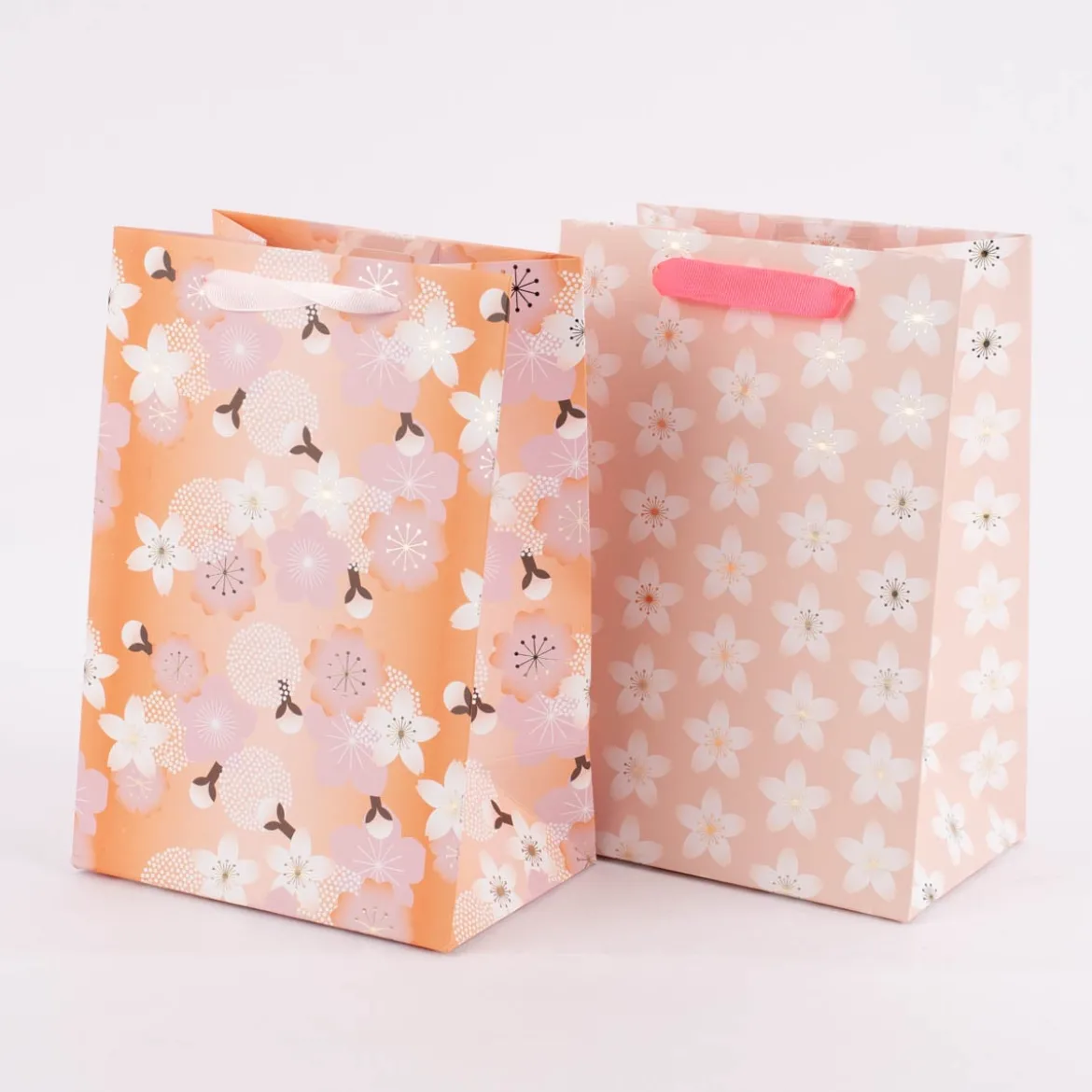 Rico Design Geschenktüte mittel Kirschblüten orange rosa 18x26x12cm