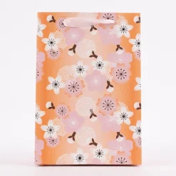 Rico Design Geschenktüte mittel Kirschblüten orange rosa 18x26x12cm