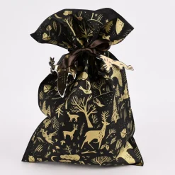 Rico Design Geschenktüte Nostalgic Christmas Wald groß schwarz gold 30x45cm