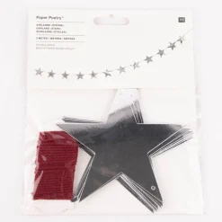 Rico Design Girlande Sterne Papier silberfarbig 3 Meter