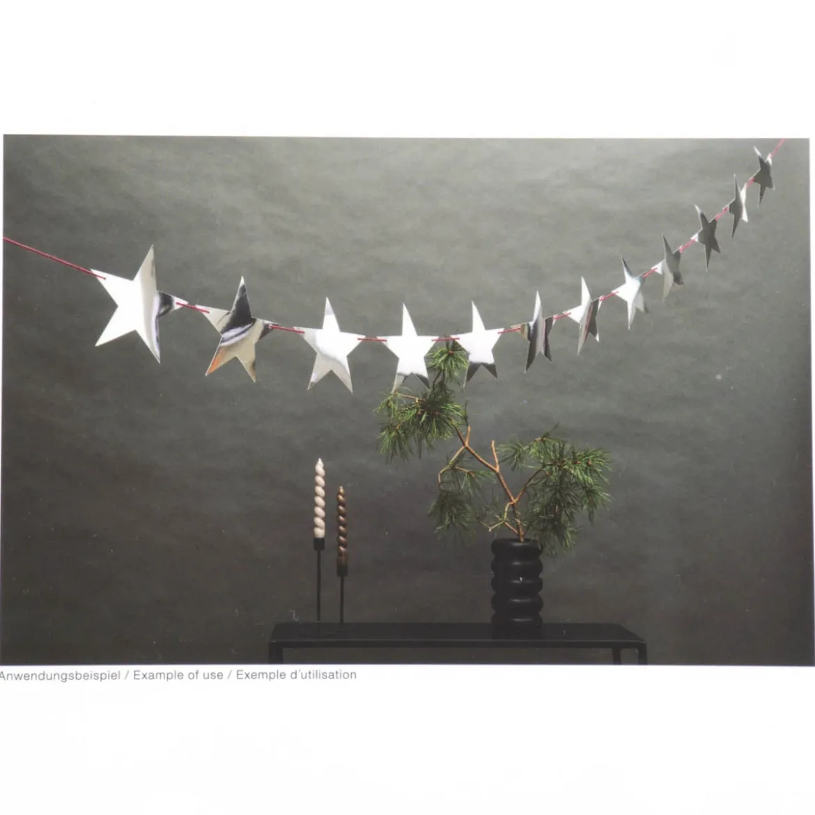 Rico Design Girlande Sterne Papier silberfarbig 3 Meter