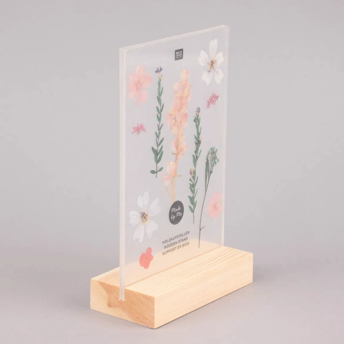 Rico Design Holzaufsteller mit doppelter Acrylscheibe natur farblos 10x16cm