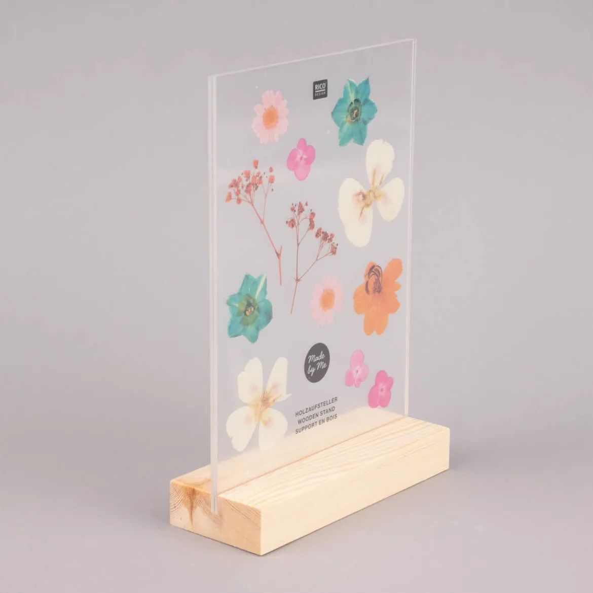Rico Design Holzaufsteller mit doppelter Acrylscheibe natur farblos 13x18cm