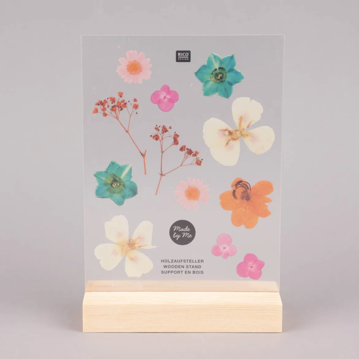 Rico Design Holzaufsteller mit doppelter Acrylscheibe natur farblos 13x18cm