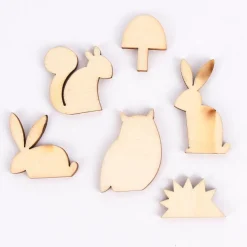 Rico Design Holzdeko-Set Waldtiere klein 6teilig naturbelassen